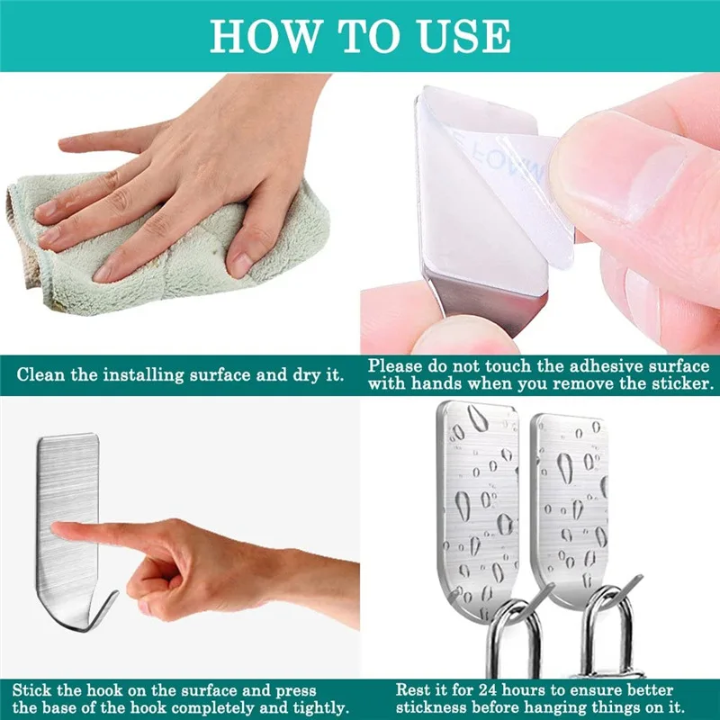 Hook 304 stainless steel hole-free self-adhesive metal hook coat key traceless strength Heavy Duty Robe Towel Hangers 
Hook 304 stainless steel hole-free self-adhesive metal hook coat key traceless strength Heavy Duty Robe Towel Hangers