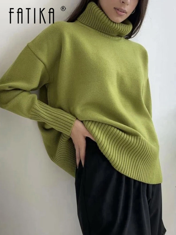 Fatika Autumn Winter Women Sweater Long Sleeve Casual Green Turtleneck Pullover Femme Warm Knitting Jumpers 
Fatika Autumn Winter Women Sweater Long Sleeve Casual Green Turtleneck Pullover Femme Warm Knitting Jumpers