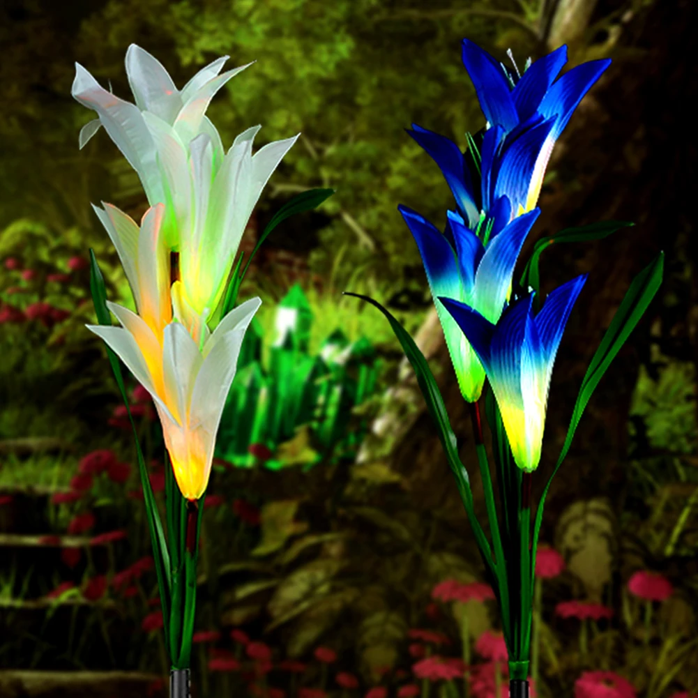 4 LED Solar Power Lily Flower Stake Lights Outdoor Garden Path Luminous Lamps Steel Stake Solar Lily Flower Light
4 LED Solar Power Lily Flower Stake Lights Outdoor Garden Path Luminous Lamps Steel Stake Solar Lily Flower Light