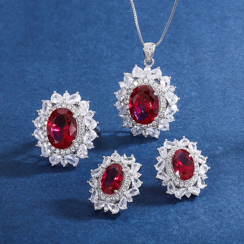 Sparkling Cubic Zirconia 925 Silver Large Oval Ruby Jewelry Sets for Women Elegant Fashion Necklace/Ring/Earring Female Jewelry
Sparkling Cubic Zirconia 925 Silver Large Oval Ruby Jewelry Sets for Women Elegant Fashion Necklace/Ring/Earring Female Jewelry