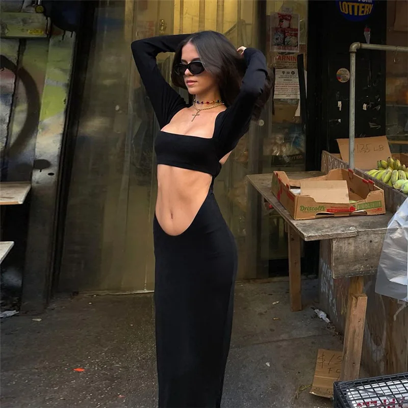 Women's Hollow Out Maxi Dress Long Sleeve Sqaure Neck Cut Out Bodycon Long Dress Wrap Slim Cocktail Party Evening Dresses
Women's Hollow Out Maxi Dress Long Sleeve Sqaure Neck Cut Out Bodycon Long Dress Wrap Slim Cocktail Party Evening Dresses