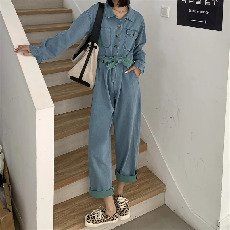 Blue Ankle Length Denim Jumpsuit Casual Cargo Jumpsuit BF Style Suit Spring Autumn Rompers for Women 2022 New Leotard Clothing
Blue Ankle Length Denim Jumpsuit Casual Cargo Jumpsuit BF Style Suit Spring Autumn Rompers for Women 2022 New Leotard Clothing