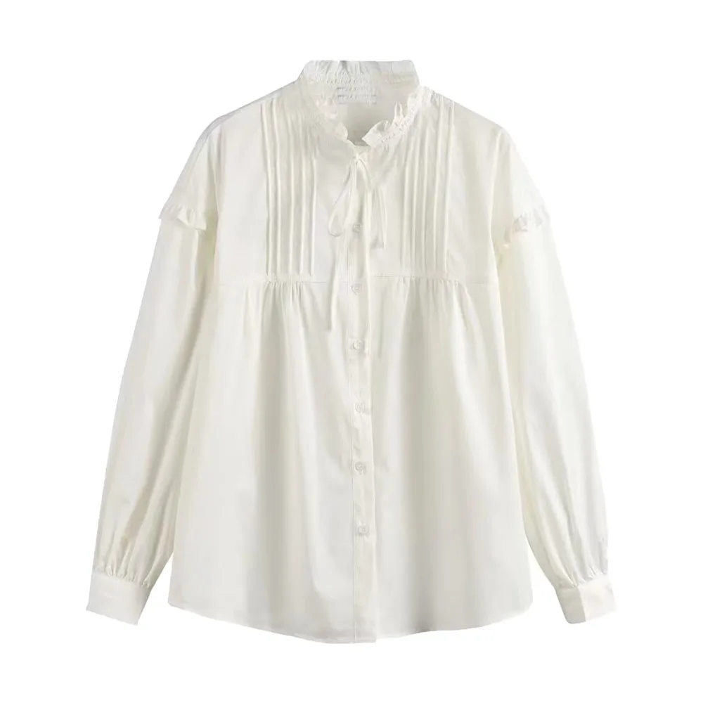 2022 autumn new women's fashion retro stand collar white lace loose all-match long-sleeved shirts
2022 autumn new women's fashion retro stand collar white lace loose all-match long-sleeved shirts