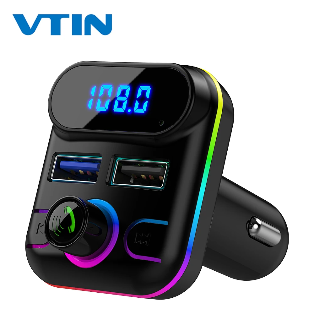 VTIN Wireless Bluetooth FM Transmitter Car Kit with Ambient Light Hands-free MP3 Player USB Fast Charger Auto FM Modulator
VTIN Wireless Bluetooth FM Transmitter Car Kit with Ambient Light Hands-free MP3 Player USB Fast Charger Auto FM Modulator