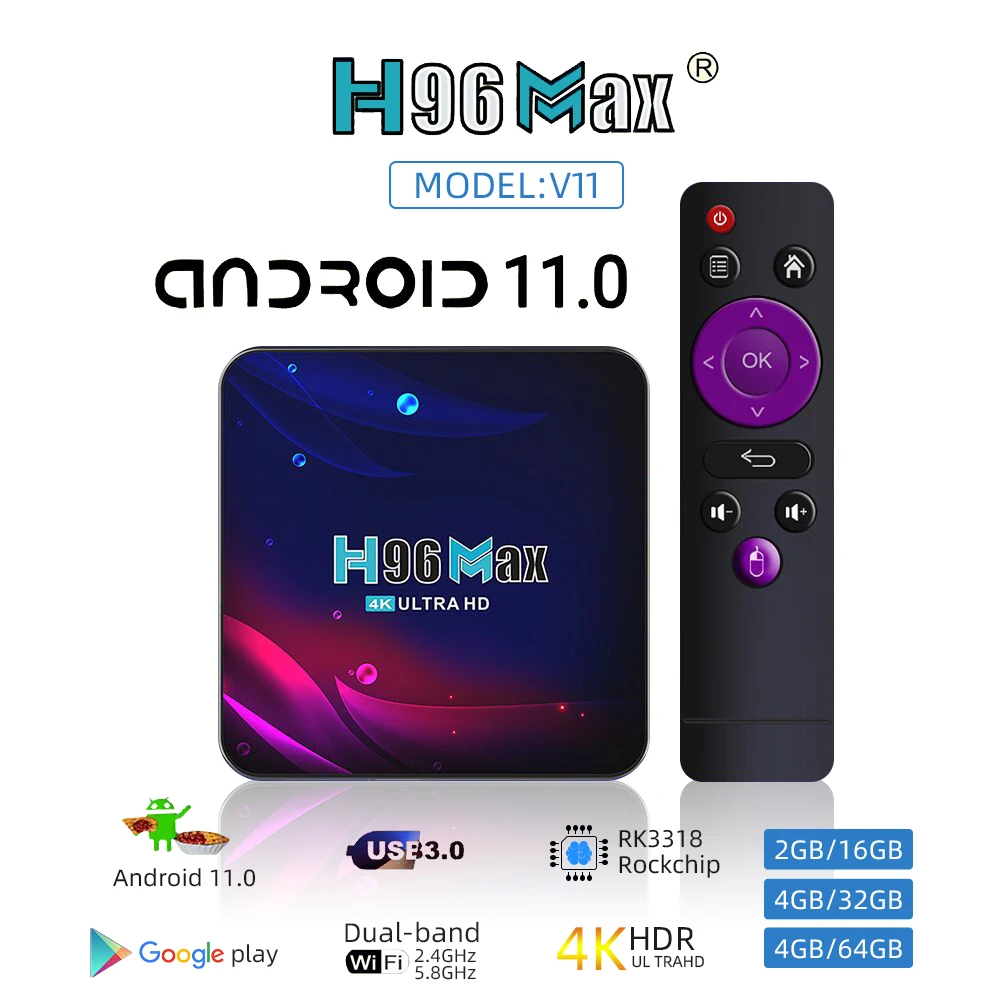 New Smart HD TV Box Android 11 H96 Max RK3318 2.4G 5G Wifi BT 4.0 4GB 32GB 8GB 64GB H96max 8K TV Box Google Play Android 11.0
New Smart HD TV Box Android 11 H96 Max RK3318 2.4G 5G Wifi BT 4.0 4GB 32GB 8GB 64GB H96max 8K TV Box Google Play Android 11.0
