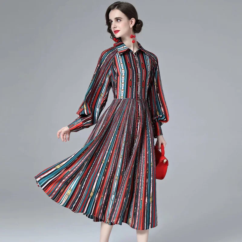 Designer Fashion New 2022 Spring Autumn New Women High Quality Party Casual Vintage Elegant Single Breasted Striped Shirt Dress
Designer Fashion New 2022 Spring Autumn New Women High Quality Party Casual Vintage Elegant Single Breasted Striped Shirt Dress