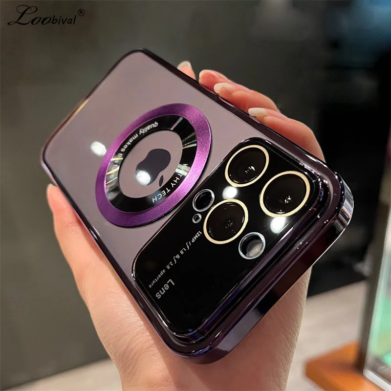 Luxury for Magsafe Logo Hole Case for iPhone 14 Pro Max 13 12 14Plus Plating Magnetic Wireless Charger Transparent Hard Cover
Luxury for Magsafe Logo Hole Case for iPhone 14 Pro Max 13 12 14Plus Plating Magnetic Wireless Charger Transparent Hard Cover