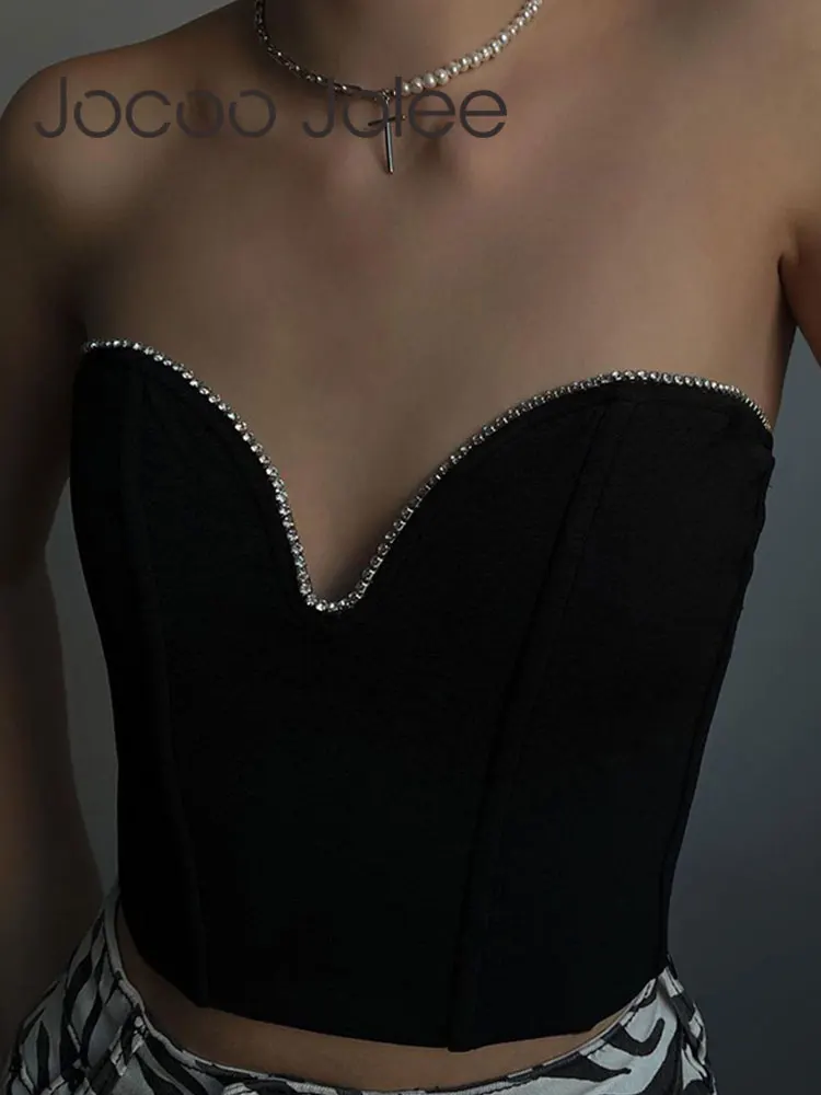 Women Elegant Diamond Black Tube Top Summer Sexy Sleeveless V Neck Camis Strapless Off Shoulder Skinny Tanks Club Party Corset
Women Elegant Diamond Black Tube Top Summer Sexy Sleeveless V Neck Camis Strapless Off Shoulder Skinny Tanks Club Party Corset