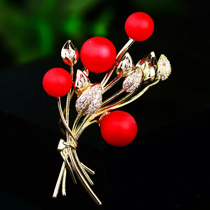 Red Pearl Flower Dangle Brooches Luxury Festivals Brand Jewelry Cubic Zirconia Elegant Temperament Corsage Accesories
Red Pearl Flower Dangle Brooches Luxury Festivals Brand Jewelry Cubic Zirconia Elegant Temperament Corsage Accesories