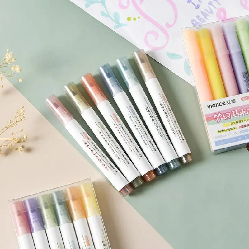 6Pcs/set Macarone Style Fluorescent Highlighter Pen Markers Pastel Drawing Pen for Student School Office Supplies Cute Stationer
6Pcs/set Macarone Style Fluorescent Highlighter Pen Markers Pastel Drawing Pen for Student School Office Supplies Cute Stationer