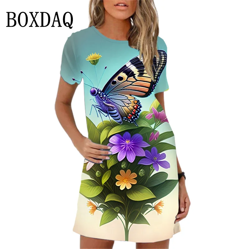 Женское уличное платье с круглым вырезом, повседневное свободное мини-платье большого размера с 3D-принтом бабочек и цветов, с коротким рукавом, лето
Женское уличное платье с круглым вырезом, повседневное свободное мини-платье большого размера с 3D-принтом бабочек и цветов, с коротким рукавом, лето