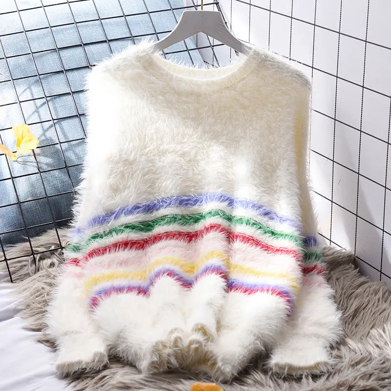 2023 Autumn Winter Thick Sweater Women Knitted Mink Pullover Sweater Long Sleeve Fasion Slim Jumper Soft Warm Striped Femme Q60
2023 Autumn Winter Thick Sweater Women Knitted Mink Pullover Sweater Long Sleeve Fasion Slim Jumper Soft Warm Striped Femme Q60