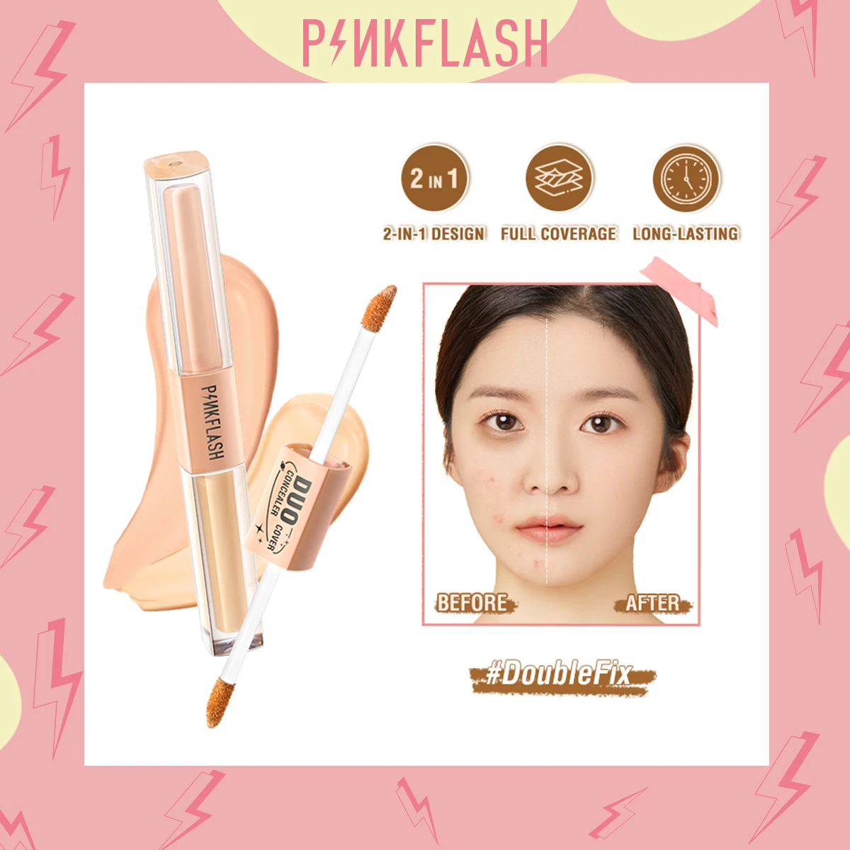 PINKFLASH 2 In 1 Dual-Shade Liquid Concealer Full Coverage Brighten Matte Lightweight Face Makeup Foundation Cream Cosmetic
PINKFLASH 2 In 1 Dual-Shade Liquid Concealer Full Coverage Brighten Matte Lightweight Face Makeup Foundation Cream Cosmetic