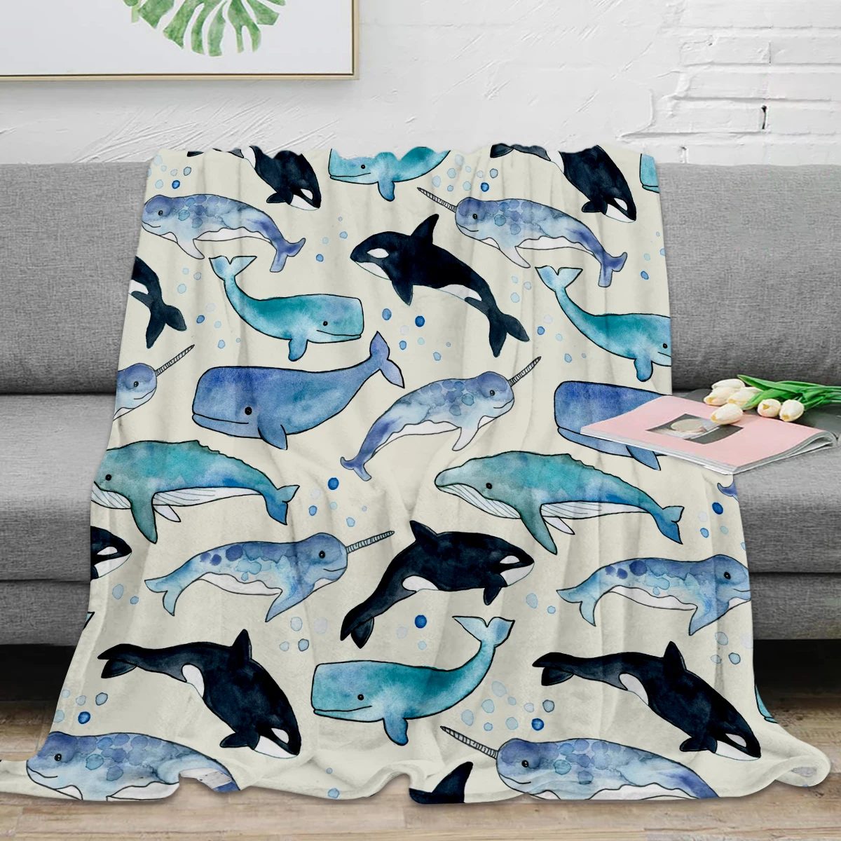 3D Printing Cartoon Flannel Blanket Whales Orcas & Narwhals Throw Blanket Warm Microfiber Blanket Customizable
3D Printing Cartoon Flannel Blanket Whales Orcas & Narwhals Throw Blanket Warm Microfiber Blanket Customizable