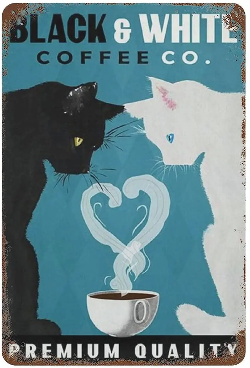 Vintage Metal Sign Black And White Coffee Company Coffee Cat Lovers Tin Sign Retro Plaque Wall Decor For Home Kitchen Bar
Vintage Metal Sign Black And White Coffee Company Coffee Cat Lovers Tin Sign Retro Plaque Wall Decor For Home Kitchen Bar