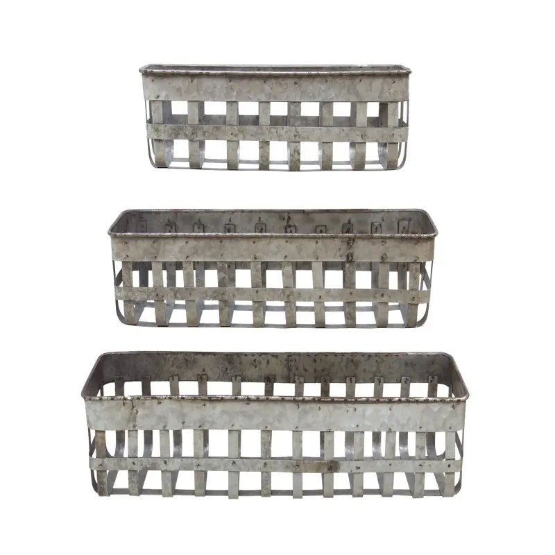 

Galvanized Iron Open Weave Baskets, Set of 3 Pieces