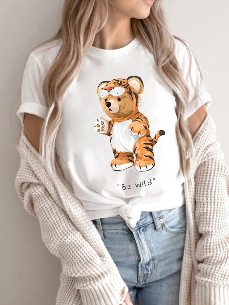 Women's T-shirts Harajuku Girls Tops Be Wild Tiger Dress Up Bear Graphic Print O-neck Short Sleeves Summer Tshirt Lady Clothing
Women's T-shirts Harajuku Girls Tops Be Wild Tiger Dress Up Bear Graphic Print O-neck Short Sleeves Summer Tshirt Lady Clothing