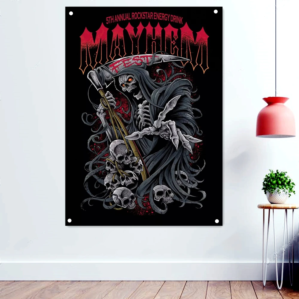 MAYHEM Heavy Metal Artwork Banners Wall Art Scary Bloody Background Flags Death Art Tattoos Rock Band Posters Home Decoration
MAYHEM Heavy Metal Artwork Banners Wall Art Scary Bloody Background Flags Death Art Tattoos Rock Band Posters Home Decoration