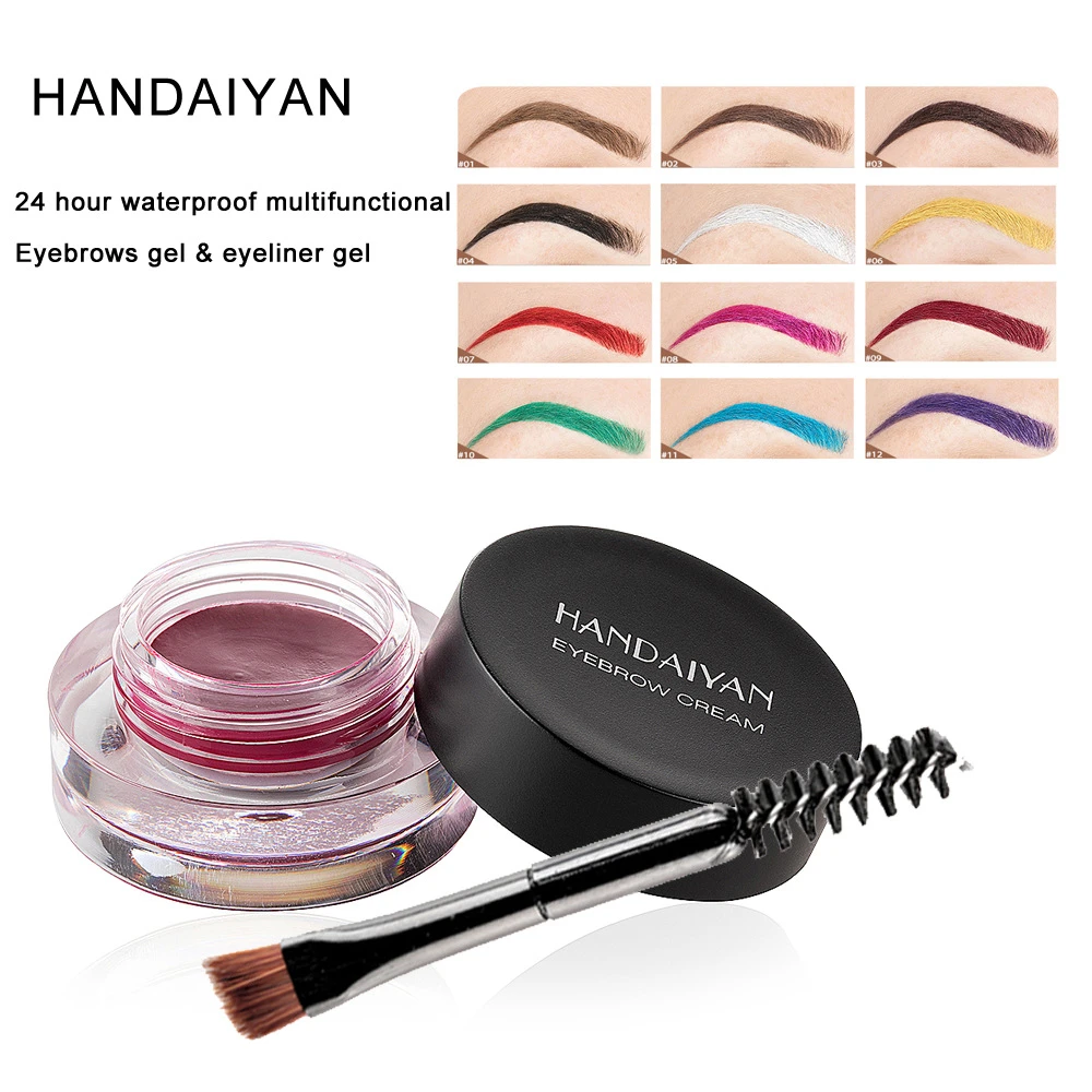 

HANDAIYAN 12 Color Super Waterproof Eyebrow Cream Professional Eyebrow Gel High Brow Tint Makeup Tools TSLM1