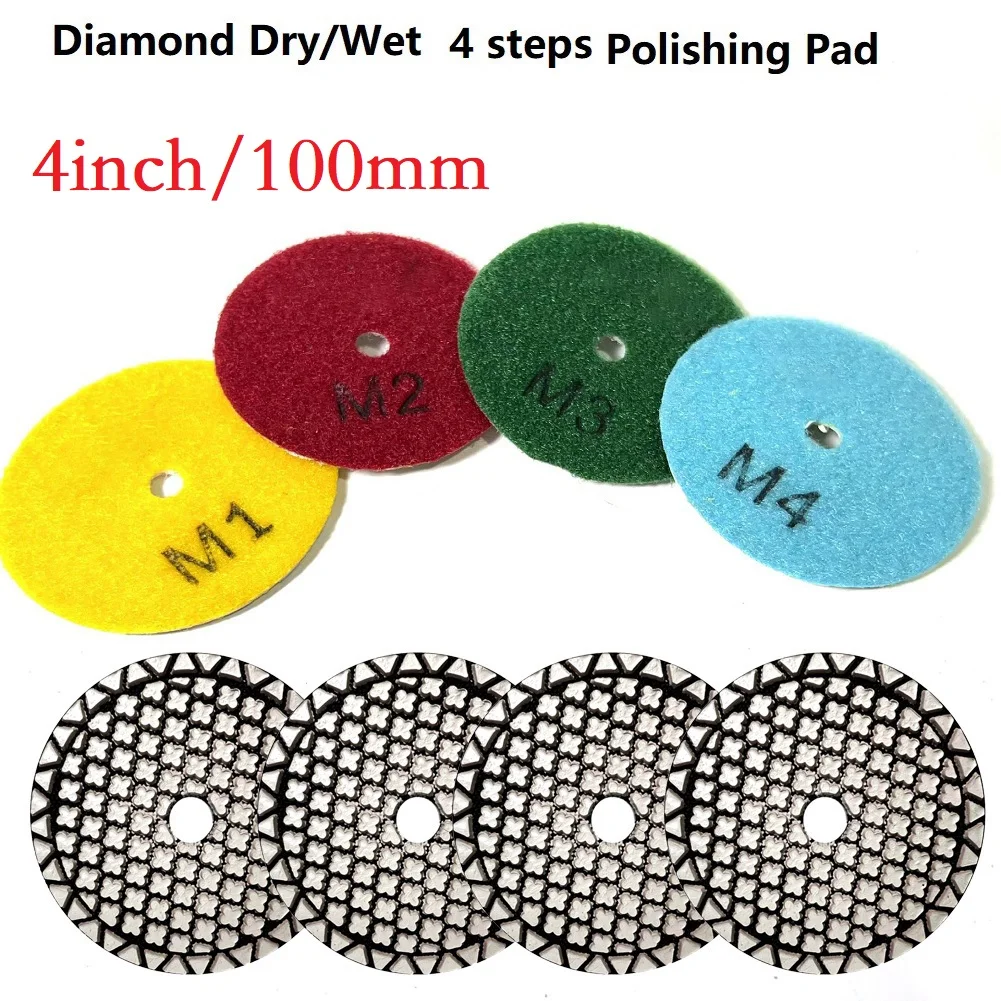 100mm Dry Diamond Polishing Pad 4 Step Polishing Pad Granite Polishing Tool Marble Stone Sanding Disc Power Tools
100mm Dry Diamond Polishing Pad 4 Step Polishing Pad Granite Polishing Tool Marble Stone Sanding Disc Power Tools
