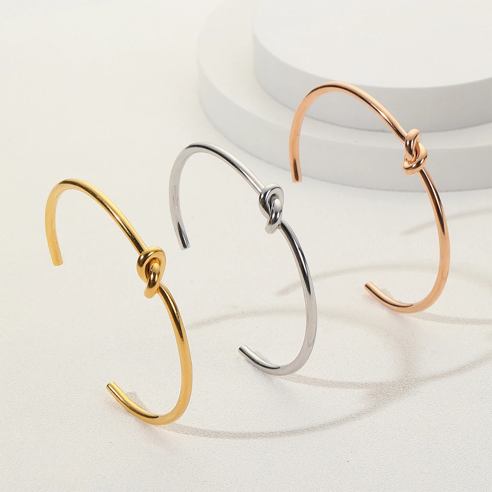 Stainless Steel Round Circular Open Knot Cuff Bangle Bracelets For Women Elegant Gold Color Jewelry Noeud Armband Pulseiras
Stainless Steel Round Circular Open Knot Cuff Bangle Bracelets For Women Elegant Gold Color Jewelry Noeud Armband Pulseiras