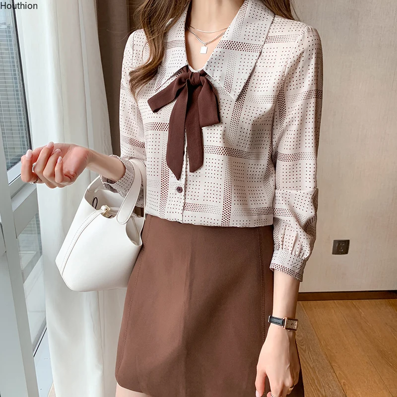 Houthion New Women's Blouse Lapel Shirt Bow Long Sleeve Top Casual Fashion Printing Poika Dot Comfortable Chiffon
Houthion New Women's Blouse Lapel Shirt Bow Long Sleeve Top Casual Fashion Printing Poika Dot Comfortable Chiffon