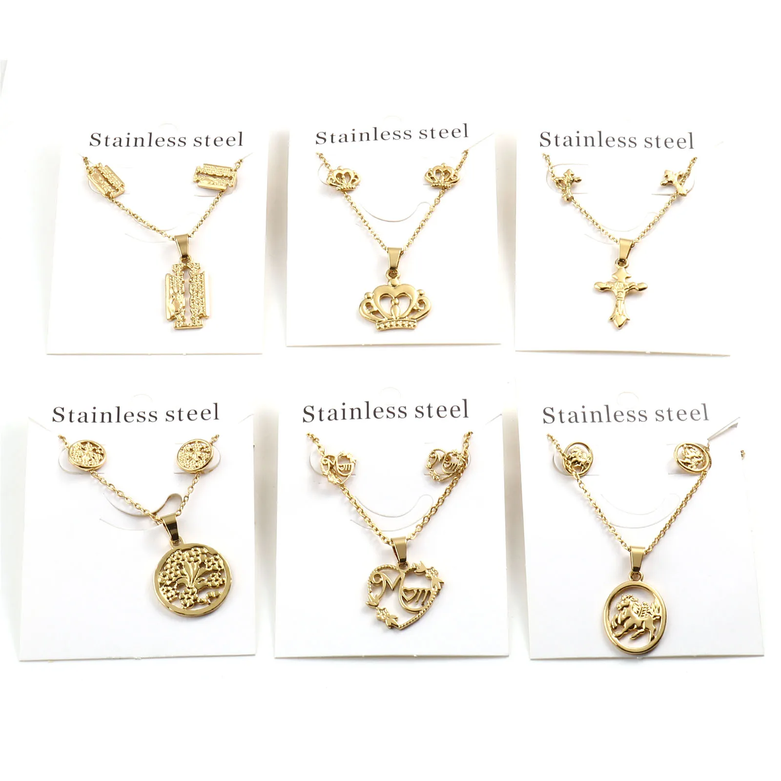 1PC Necklace+1Pair Earrings 201 Stainless Steel Jewelry Set Necklace Stud Earring Set Gold Plated Jewelry Gifts For Women ,1Set
1PC Necklace+1Pair Earrings 201 Stainless Steel Jewelry Set Necklace Stud Earring Set Gold Plated Jewelry Gifts For Women ,1Set