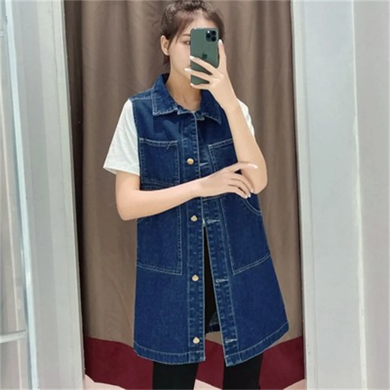 Women Single Breasted Denim Vest Spring Autumn Solid Casual Turn-down Collar Pocket Sleeveless Jean Coat Female Waistcoat S-6XL
Women Single Breasted Denim Vest Spring Autumn Solid Casual Turn-down Collar Pocket Sleeveless Jean Coat Female Waistcoat S-6XL