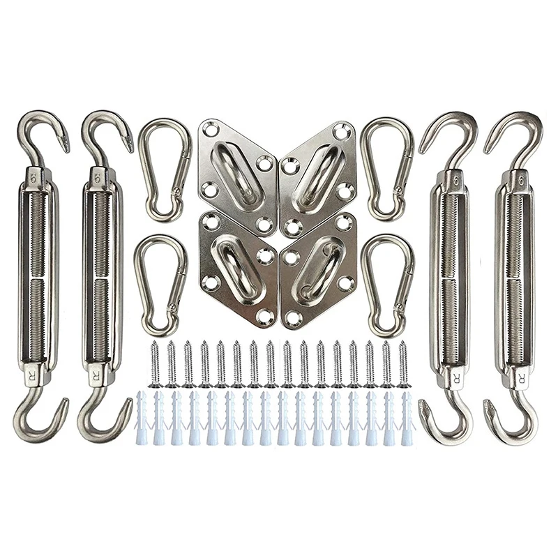 Sun Shade Sail Hardware Kit Anti-Rust Stainless Steel Hardware For Shade Sails Installation, 6 Inch
Sun Shade Sail Hardware Kit Anti-Rust Stainless Steel Hardware For Shade Sails Installation, 6 Inch