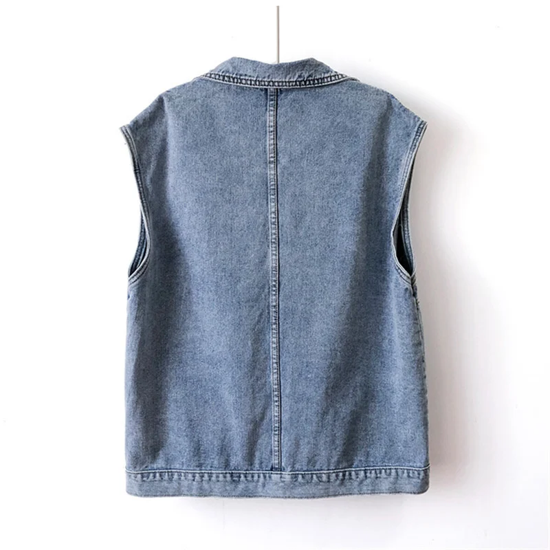 Vintage Korean Blue Denim Vest Women Student Waistcoat Big Pocket Cowboy Sleeveless Jacket Loose Mid Length Jeans Vests Female
Vintage Korean Blue Denim Vest Women Student Waistcoat Big Pocket Cowboy Sleeveless Jacket Loose Mid Length Jeans Vests Female