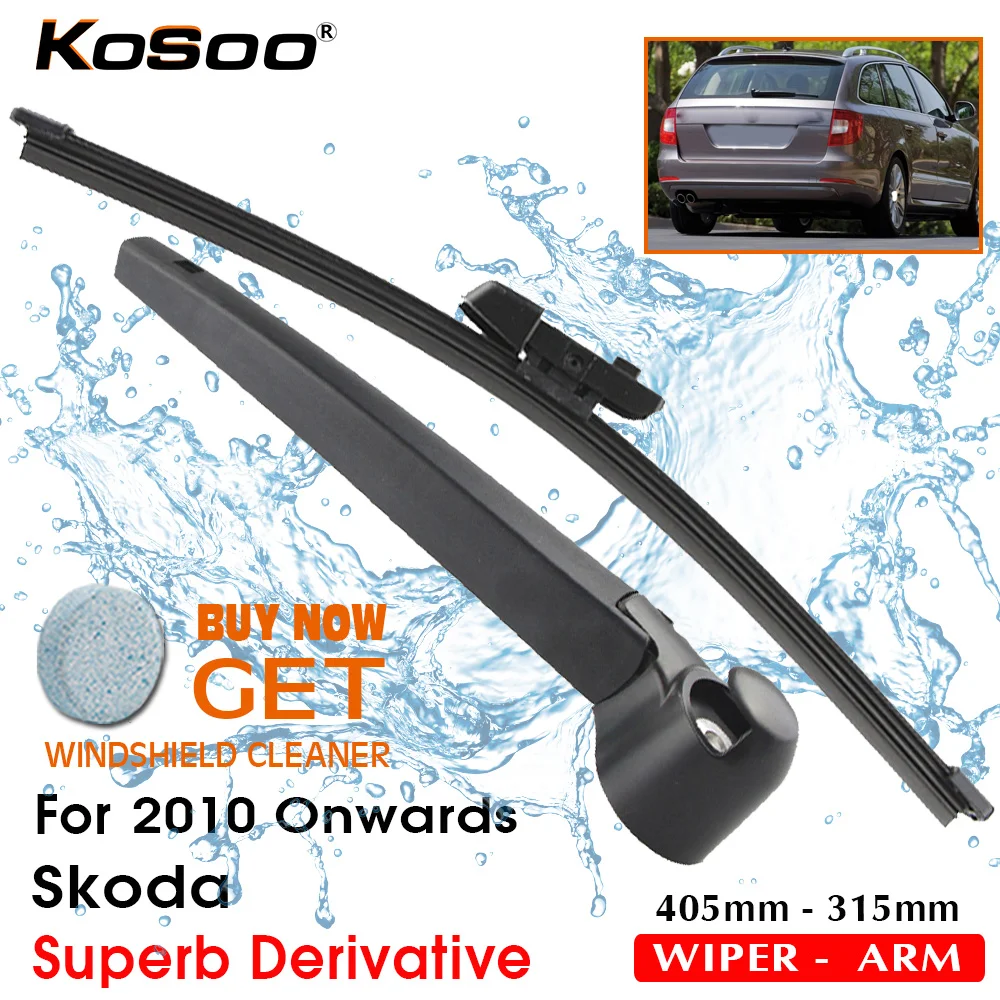 

KOSOO Авто Задние лезвия для Skoda Superb производные, 405 мм 2010-задние окна стеклоочистителей рычаг, аксессуары для стайлинга автомобилей