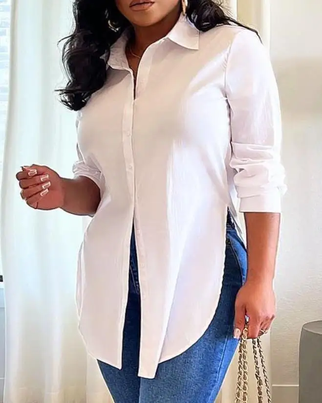 Woman Fashion Buttoned Slit Long Sleeve Shirt Women's Casual Clothing Female Elegant Work Commuting Blouses
Woman Fashion Buttoned Slit Long Sleeve Shirt Women's Casual Clothing Female Elegant Work Commuting Blouses
