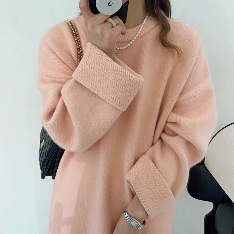 Soft Waxy Lazy Solid Color Long-sleeved Long Sweater Women PulloversAutumn Winter New Korean Oversize Loose Knitted Sweater
Soft Waxy Lazy Solid Color Long-sleeved Long Sweater Women PulloversAutumn Winter New Korean Oversize Loose Knitted Sweater