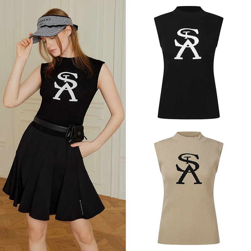 Golf top spring/summer 2023 new women's sleeveless knit vest W423075
Golf top spring/summer 2023 new women's sleeveless knit vest W423075