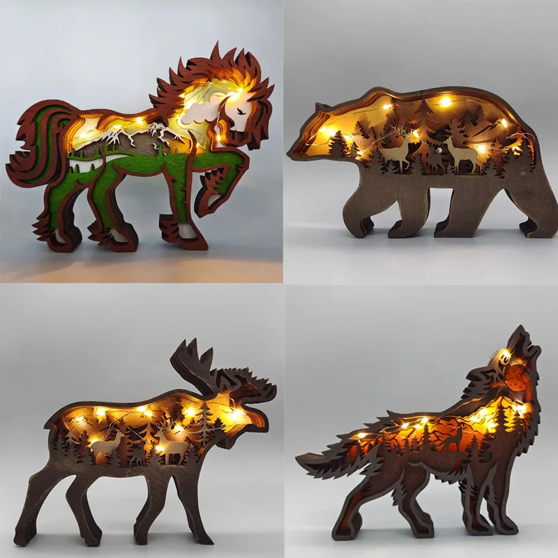Wooden Animal Wolf Statue Creativity Totem Office Home Decor Crafts Gifts Forest Elk Horse Bear Ornaments Living Room Decoration
Wooden Animal Wolf Statue Creativity Totem Office Home Decor Crafts Gifts Forest Elk Horse Bear Ornaments Living Room Decoration