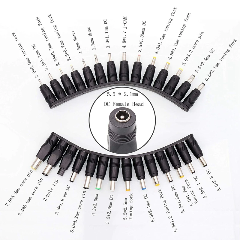 28pc Universal 5.5mm x 2.1mm DC AC Power Connector Adapter Tips for Scooter Hoverboard E-bike Laptop Electric Scooter
28pc Universal 5.5mm x 2.1mm DC AC Power Connector Adapter Tips for Scooter Hoverboard E-bike Laptop Electric Scooter