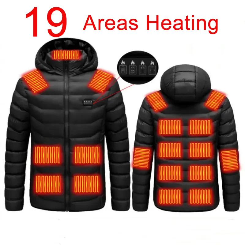 

Men 19 Areas Heated Jacket USB Winter Outdoor Electric Heating Jackets Warm Sprots Thermal Coat Clothing Heatable Cotton jacket