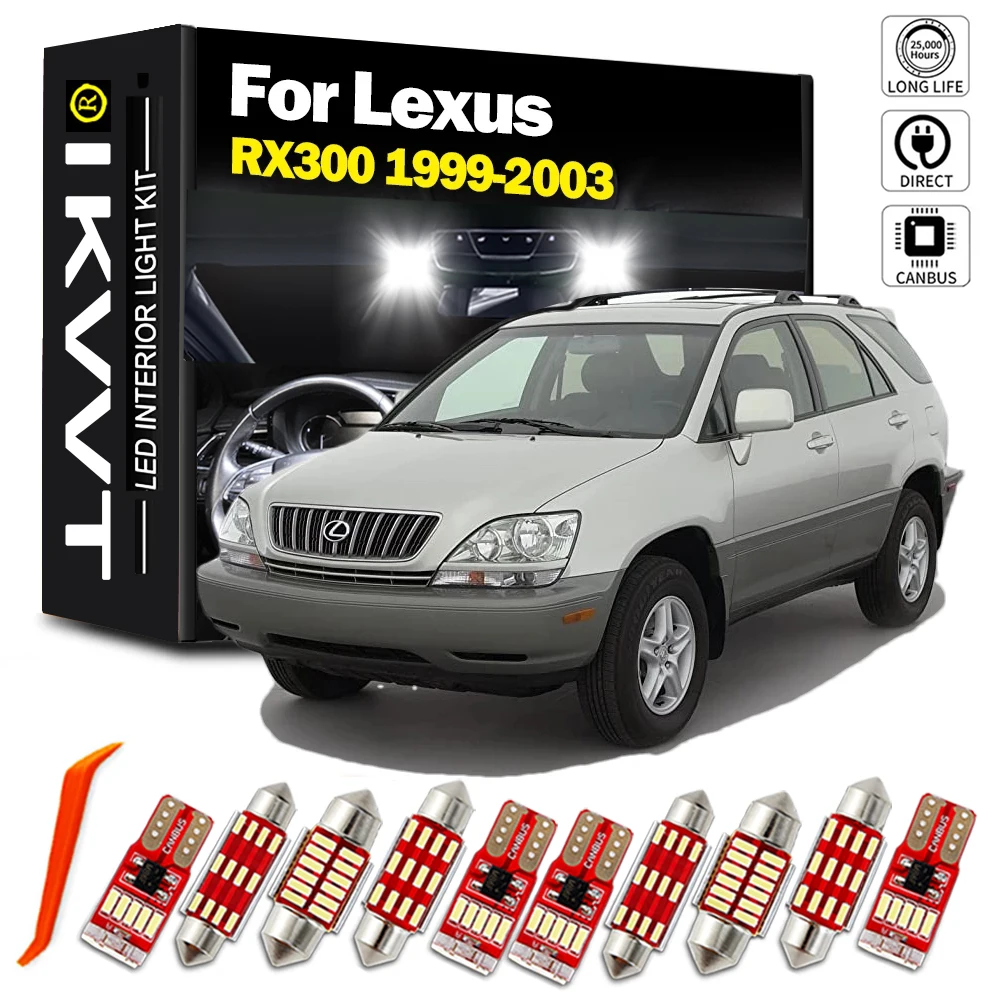 

IKVVT 9Pcs Canbus Interior Car LED Dome Trunk Lights Kit For Lexus RX300 1999 2000 2001 2002 2003 Courtesy License Plate Lamp