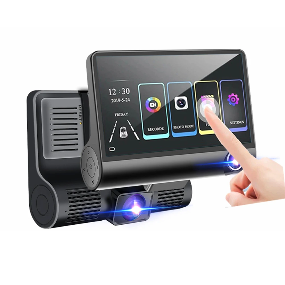 1080P Dash Cam 3 Channel Front Inside Rear Camera Recorder 4" Touch Screen Night Vision Loop Recording G-Sensor Parking Monitor
1080P Dash Cam 3 Channel Front Inside Rear Camera Recorder 4" Touch Screen Night Vision Loop Recording G-Sensor Parking Monitor