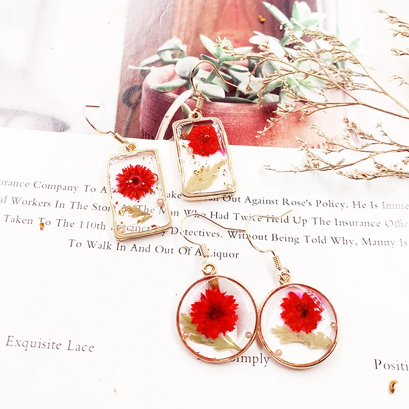 1Pair Silver Natural Dried Flower Earrings Transparent Red Flower Resin Earrings For Women Drop Shipping
1Pair Silver Natural Dried Flower Earrings Transparent Red Flower Resin Earrings For Women Drop Shipping