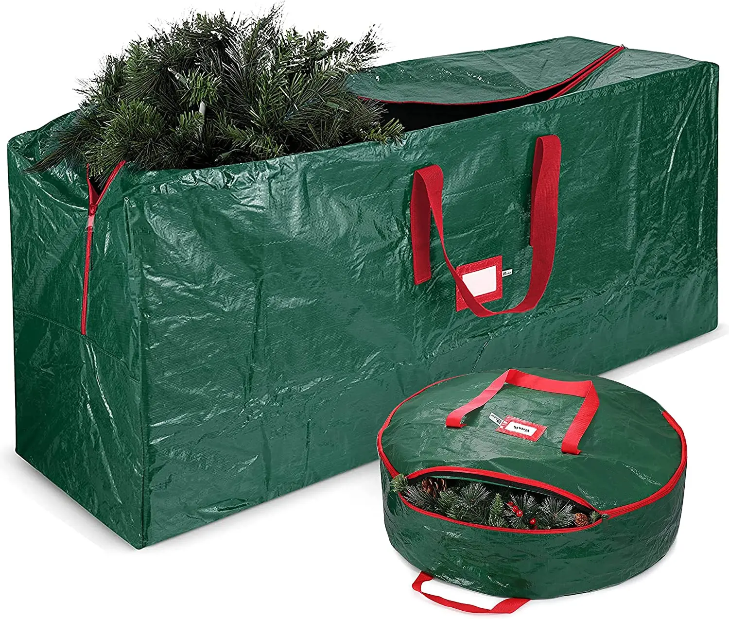 Christmas Tree Bag & Wreath Storage Container - Holiday Decor Holders Woven Fabric Cover, Carry Handles Bags for Xmas Decoration
Christmas Tree Bag & Wreath Storage Container - Holiday Decor Holders Woven Fabric Cover, Carry Handles Bags for Xmas Decoration