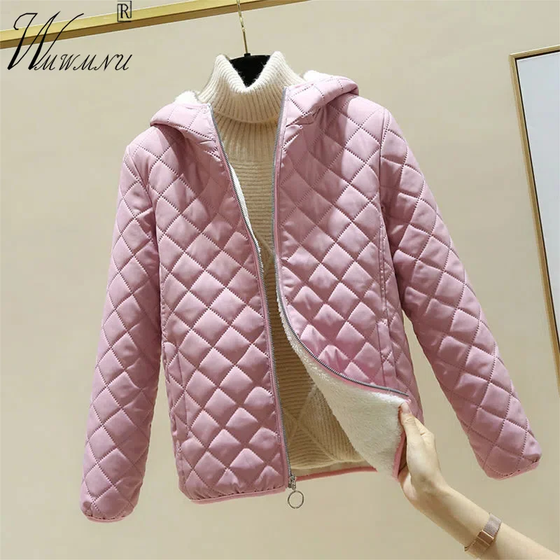 Casual Fleece Lining Hooded Cotton Jacket Women Korean Fashion Pink Warm Winter Coat Add Velvet Padded Stand Collar Short Parkas
Casual Fleece Lining Hooded Cotton Jacket Women Korean Fashion Pink Warm Winter Coat Add Velvet Padded Stand Collar Short Parkas