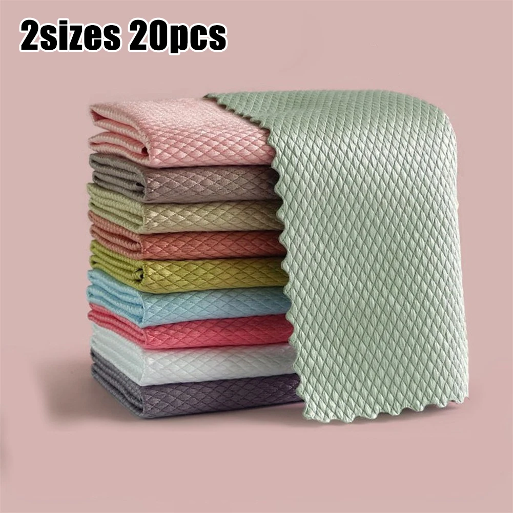 20Pcs NanoScale Cleaning Cloth Streak-Free Kitchen Towel Reusable Cleaning Cloths Fish Scale Rag Kitchen Accessories
20Pcs NanoScale Cleaning Cloth Streak-Free Kitchen Towel Reusable Cleaning Cloths Fish Scale Rag Kitchen Accessories