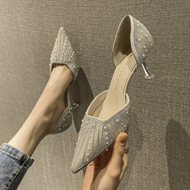 Meotina Women Two-Piece Shoes Thin High Heels Pointed Toe Pumps Elegant String Bead Crystal Party Ladies Footwear Autumn Apricot
Meotina Women Two-Piece Shoes Thin High Heels Pointed Toe Pumps Elegant String Bead Crystal Party Ladies Footwear Autumn Apricot