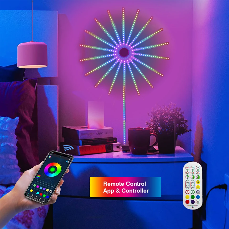 Fireworks LED Strip Lights Festoon Fairy Home Decoration Blue Music Controller USB RGB Lamp Wedding Room Decor Light Strips DC5V
Fireworks LED Strip Lights Festoon Fairy Home Decoration Blue Music Controller USB RGB Lamp Wedding Room Decor Light Strips DC5V