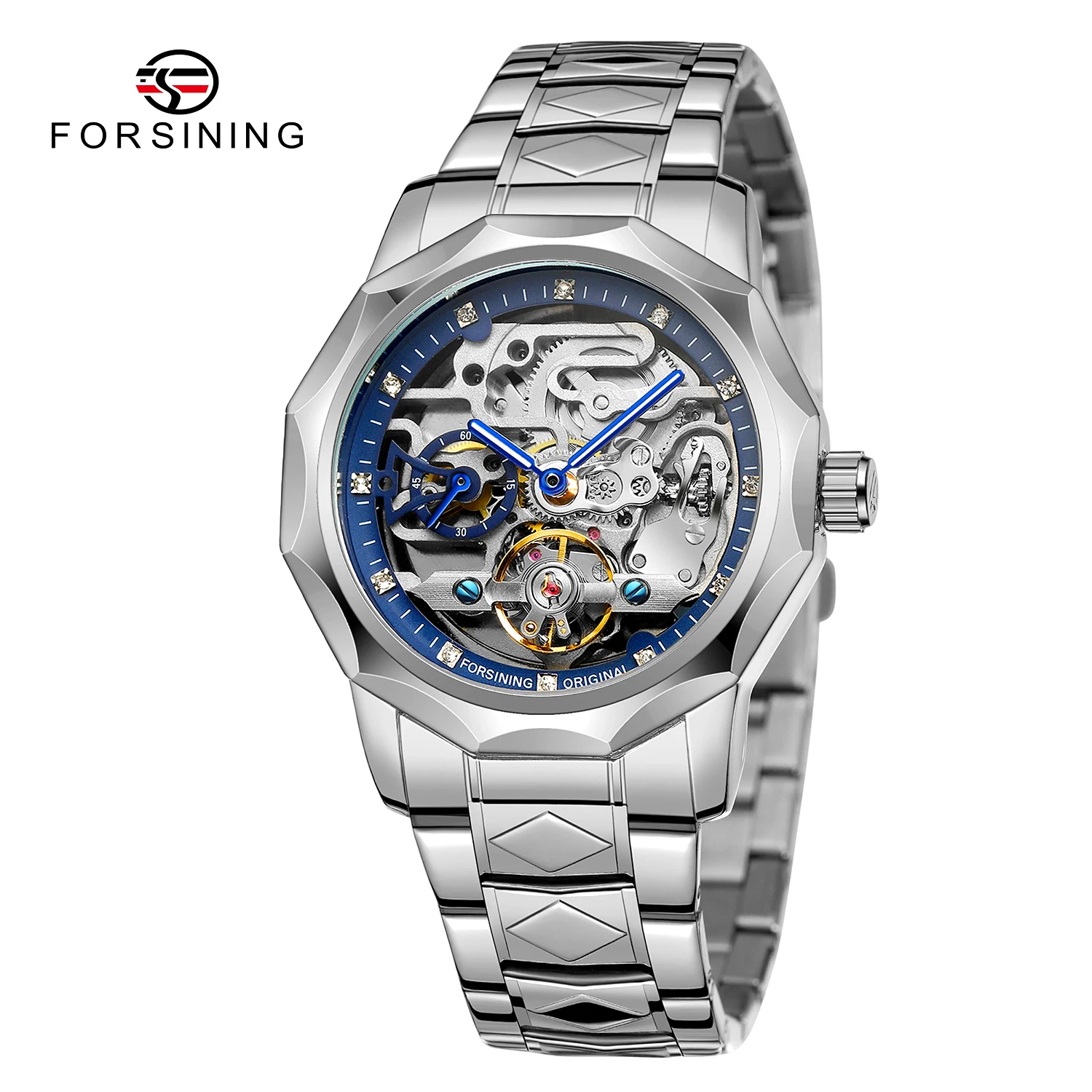 2022 FORSINING Men's Automatic Mechanical Watch Silver Blue Skeleton Wristwatch Luminous Army Watch Tourbillon Relogio Masculino
2022 FORSINING Men's Automatic Mechanical Watch Silver Blue Skeleton Wristwatch Luminous Army Watch Tourbillon Relogio Masculino