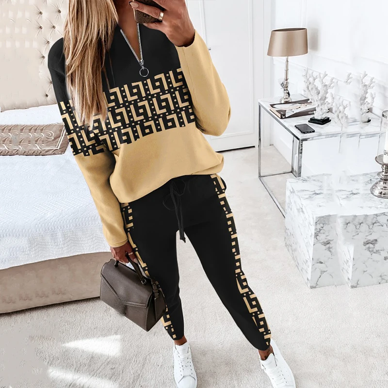 Winter New Zipper V-neck Pullover+Drawstring Pants Casual Two Piece Fashion Print Patchwork Office Suits Women Homewear Outfits
Winter New Zipper V-neck Pullover+Drawstring Pants Casual Two Piece Fashion Print Patchwork Office Suits Women Homewear Outfits