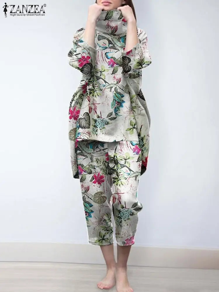 2PCS kaftan Women Printed Sets ZANZEA 2021 Casual 3/4 Sleeve Blouses and Loose Pants Female Floral Tops Elastic Waist Trousers
2PCS kaftan Women Printed Sets ZANZEA 2021 Casual 3/4 Sleeve Blouses and Loose Pants Female Floral Tops Elastic Waist Trousers