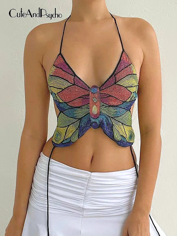Cuteandpsycho Butterfly Shape Y2K Sexy Camisole Backless Patchwork Clubwear Cropped Clothing Vintage Cute Harajuku Chic Outfits
Cuteandpsycho Butterfly Shape Y2K Sexy Camisole Backless Patchwork Clubwear Cropped Clothing Vintage Cute Harajuku Chic Outfits