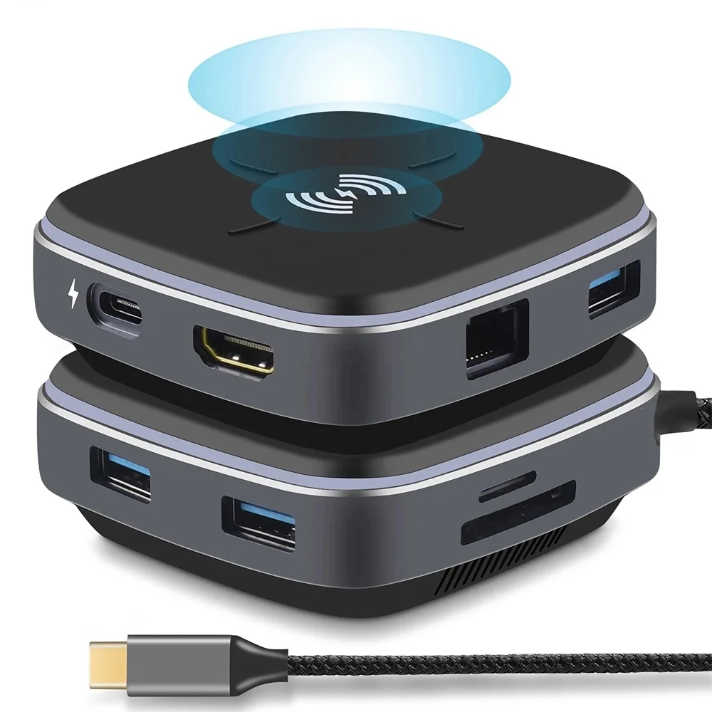 USB C Hub Multifunctional Docking Station 9 In 1 With 10w Wireless Charger Rj45+4k+3xusb3 Hdmi. 0 + Pd + Sd/tf Card
USB C Hub Multifunctional Docking Station 9 In 1 With 10w Wireless Charger Rj45+4k+3xusb3 Hdmi. 0 + Pd + Sd/tf Card